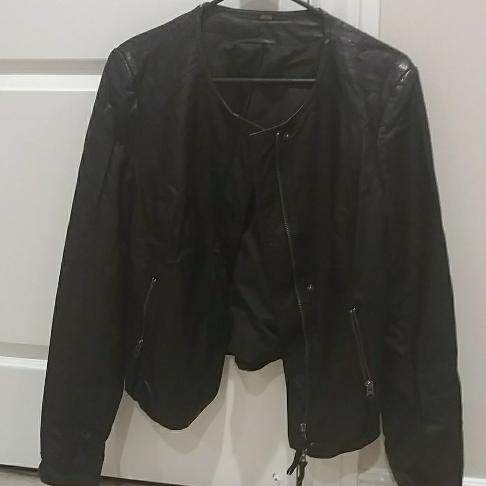 Vegan Black Leather & Lace Jacket